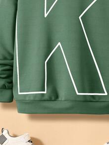 SHEIN 青少年男童休闲宽松卫衣 - 綠色 - 查看 5