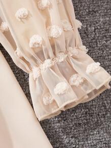 SHEIN Leap Crew Tween Girl Elegant Woven Colorblock Patchwork Jacquard Stand Collar One-Piece Dress