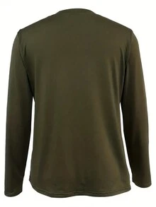 SHEIN EZwear Leopard Printed Long Sleeve T-Shirt - Army Green - View 2