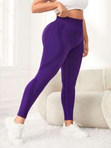 Easithlete Kích thước lớn Nén Kiểm soát bụng Xà cạp tập luyện , Quần Yoga - Màu tím - Xem 3