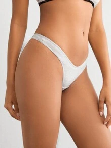 Ocili Ocili Tanga de cintura baja de algodón natural cómodo y suave - gris melange