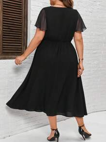SHEIN Clasi Plus Size Rhinestone Decorated Dress - Black - View 4