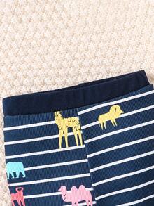 嬰兒男寶貝 緊身 獅子圖案居家服套裝,藍色,2件 - 彩色 - 查看 6