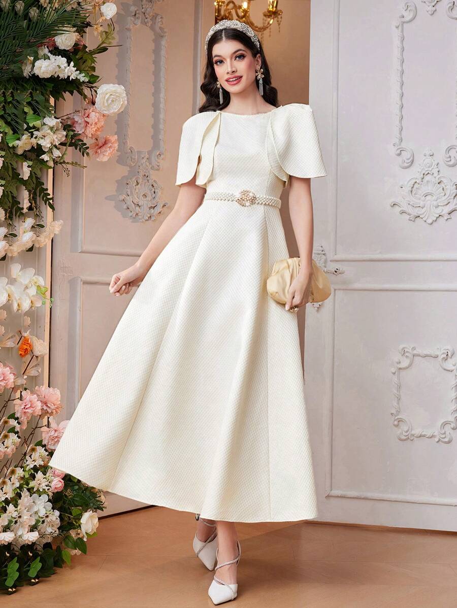 Modelyn Puff Texture Dress Without Waist Belt