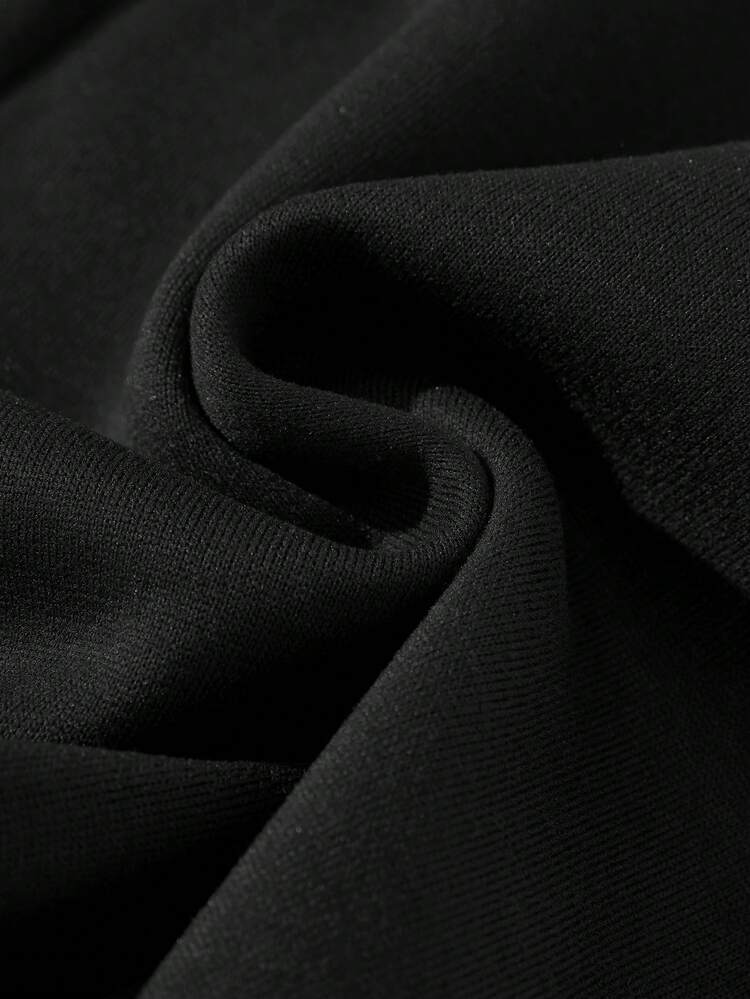 SHEIN Young Girl Slogan Graphic Thermal Lined Sweatshirt - Black - View 3