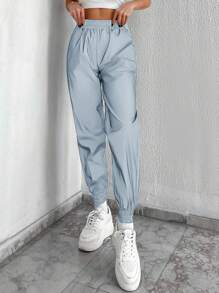 EURMUSE 素色彈性腰帶衛褲