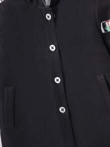 寶寶男孩字母印花帽兜夾克 - 黑色 - 查看 6