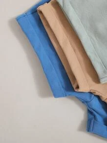 SHEIN 3pcs Baby Boys' Casual Solid Color Elastic Waist Shorts Set - Multicolor - View 6