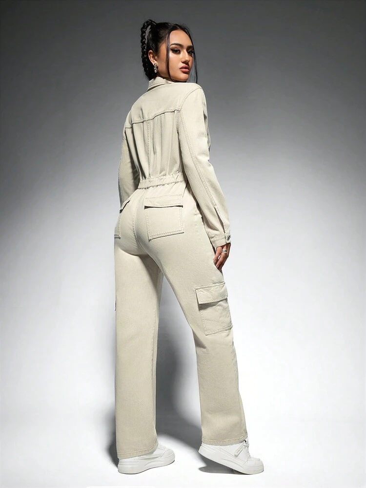 Women'S Shirt Denim Jumpsuit