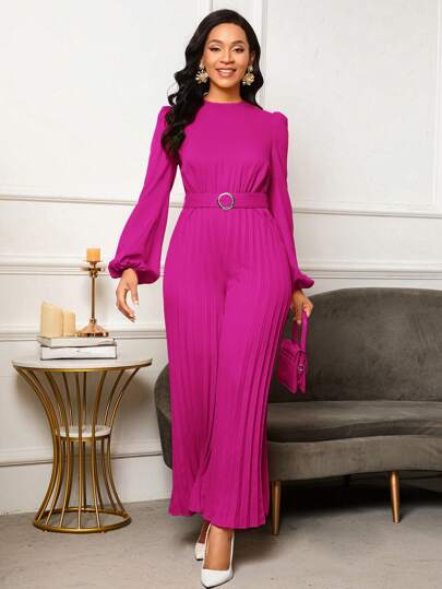 SHEIN Lady 燈籠袖及百褶連身褲