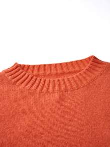 SHEIN LUNE Plus Solid Pocket Patched Drop Shoulder Sweater Knit Pullover Fall Winter Sweater - Orange - View 4