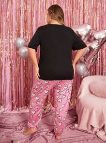 Kích thước lớn Chữ cái & Tim In Trang phục mặc nhà Bộ - Nhiều màu - Xem 2