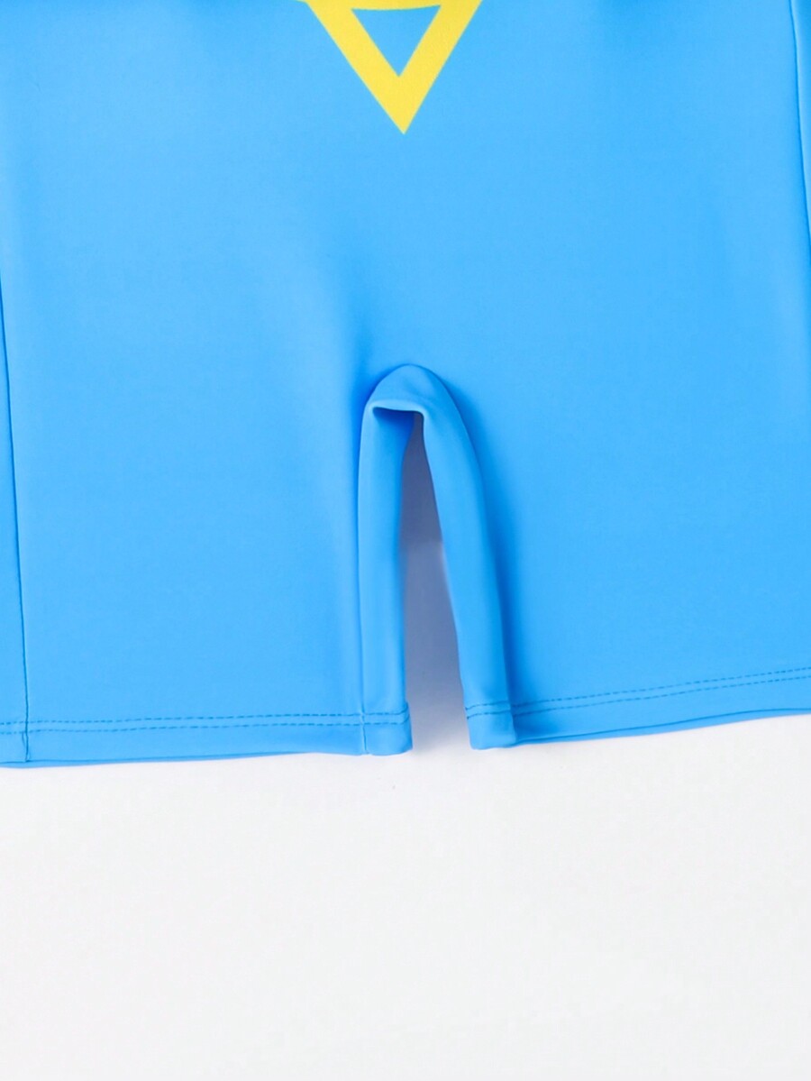 Young Boy Cartoon Printed Long Sleeve OnePiece Flotation Swimsuit for