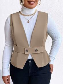 Celure Plus Button Front Vest Jacket