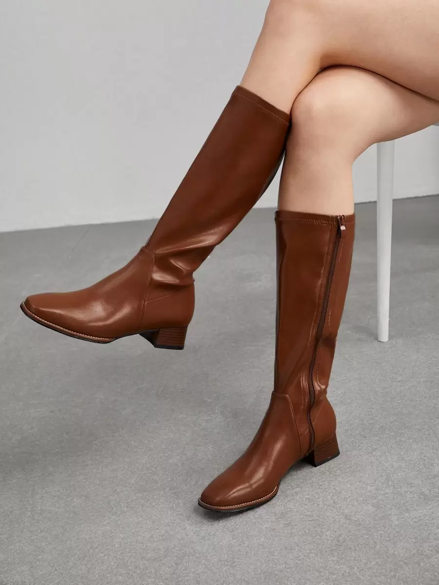 SheIn BIZ Women's Fashionable Over-the-knee Boots - Brown - View 1