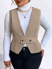 Celure Plus Button Front Vest Jacket