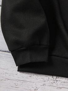 Nam Hoạt hình Thỏ In Hoodie - màu đen - Xem 5