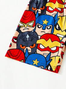 Bộ đồ mặc nhà Tween Boy Hero chủ đề in ngắn tay và quần short, mùa hè - Nhiều màu - Xem 7