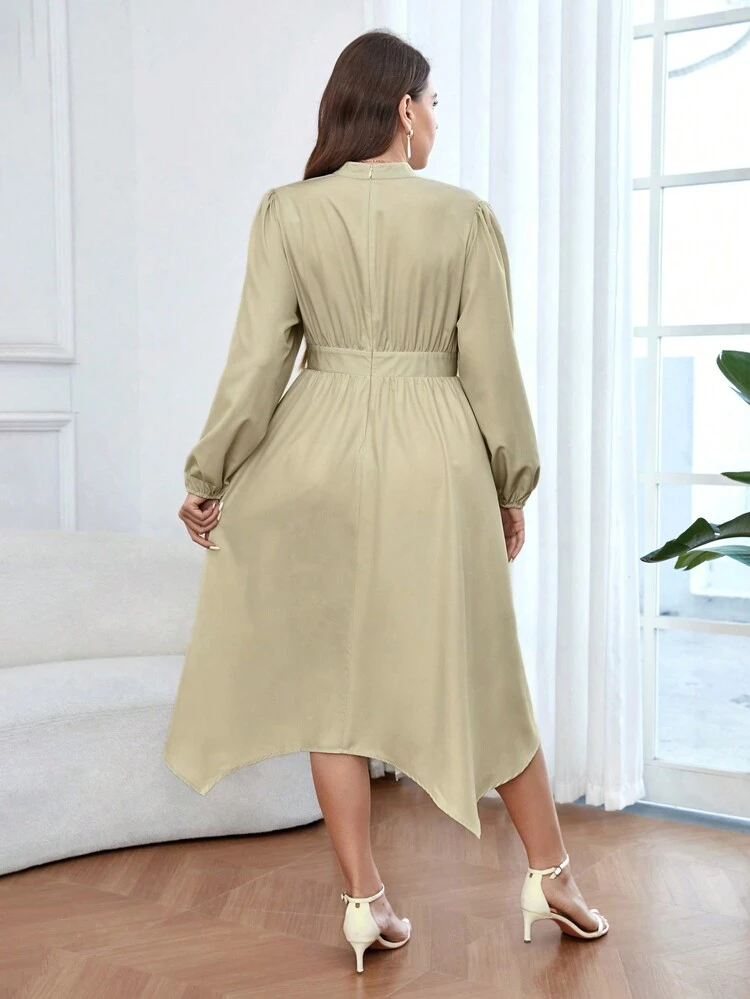 Plus Size Women's Elegant Asymmetrical Hem Dress