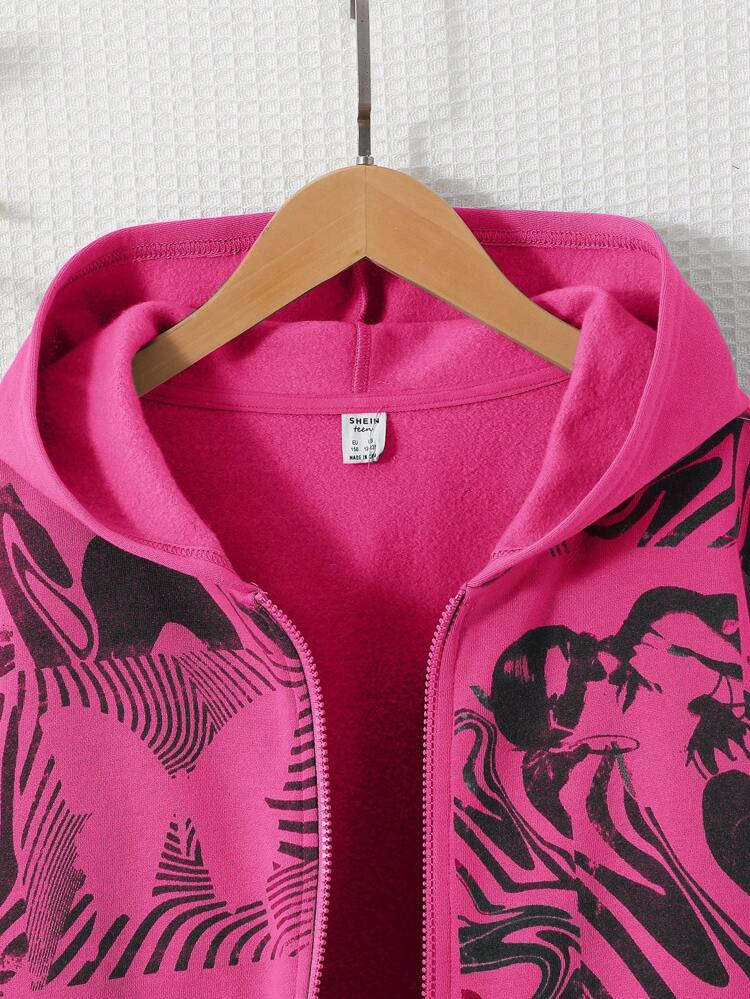 Teen Girls' Knitted Sweatshirt With Printed Slogan Design And Thermal Lined