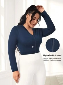 Easithlete Plus Size Slim Fit V-neck Sports Jacket