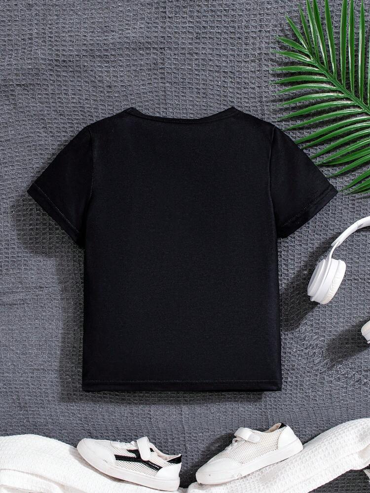 Heart Print Round Neck Short Sleeve Casual T-Shirt For Young Boys