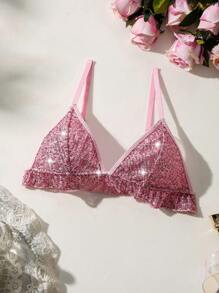 SHEIN Women's Sequin Decorated Bra - Pink - View 1