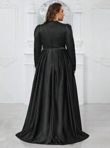 YISIKADO Plus Size Sequined Panel Evening Party Dress With Long Sleeves - Multicolor - View 4