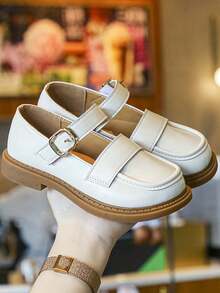 兒童平底鞋女童鞋米色小皮鞋公主鞋派對鞋 - 米色 - 查看 3