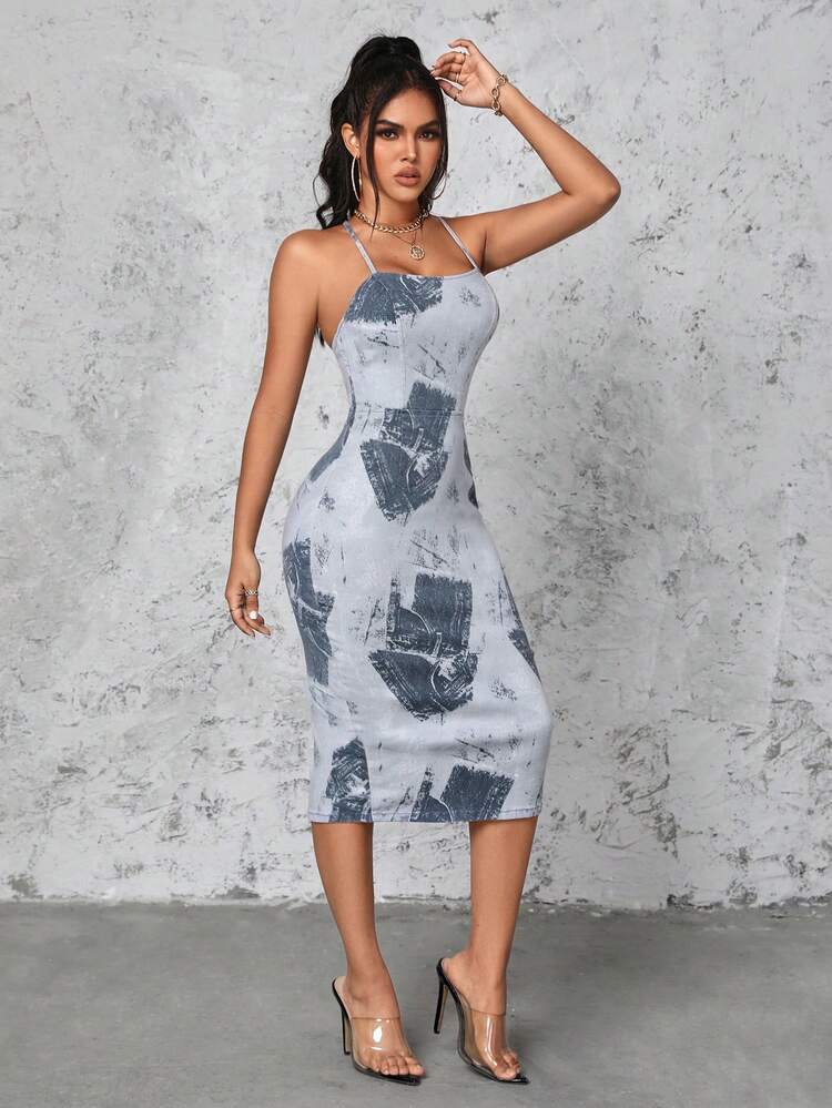 Women's Cross Back Cami Denim Dress