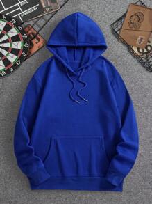 Sudadera Con Capucha Para Hombre Con Estampado En La Espalda - Azul - Ver 2