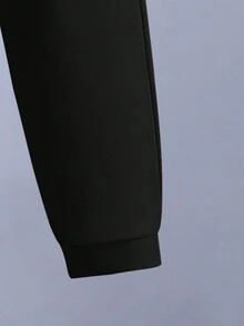 男童字母印花帽衫運動衫和慢跑褲 - 黑色 - 查看 5