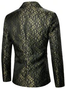 Manfinity AFTRDRK Men'S Jacquard Contrast Turn-Down Collar Blazer Jacket - Gold - View 2