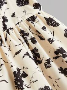 SHEIN Leap Crew 少女們的編織花卉色塊細肩帶a字裙 - 杏色 - 查看 3