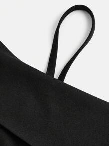 SHEIN Girlism 青少年女孩實色針織連身褲,鑲嵌鑽石裝飾腰帶,適合休閒穿著