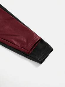 SHEIN Em bé Cô gái Giải trí Đàn hồi chất liệu da PU Quần 2 cái/bộ - Nhiều màu - Xem 3