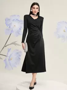 Modelyn Vestido Plisado De Color Sólido Para Mujer