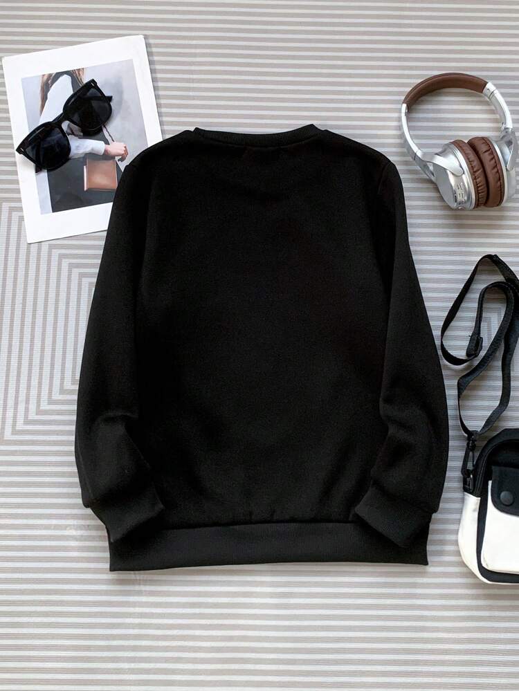 Men's Letter Print Drop Shoulder Round Neck Sweatshirt