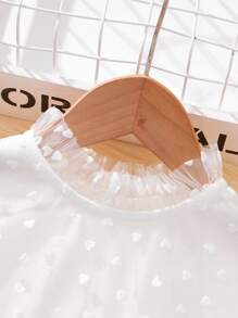 SHEIN Tween Girls Love Mesh Splicing Long Sleeve Two-Piece Set - Multicolor - View 3