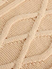 女士半高領織花毛衣 - 杏色 - 查看 6