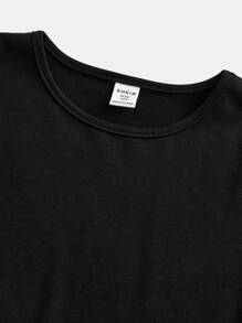 Girlism 青少年女孩素色圓領長袖t恤 - 黑色 - 查看 4