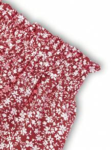 Ditsy Floral Layered Ruffle Elastic Waist Vacation Skirt