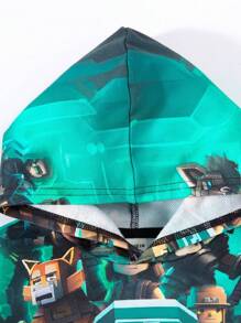 1件男童趣味卡通印花宽松落肩卫衣 - 彩色 - 查看 4