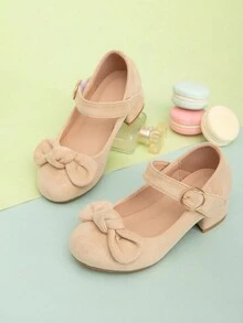 女童低跟時尚公主鞋 - 杏色 - 查看 1