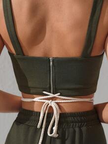 ROPES Top sin mangas de tirantes anchos para mujer, diseñador, para vacaciones