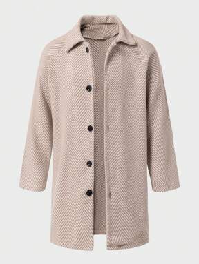 RueChic Herren Herringbone Muster Raglan Ärmel Mantel