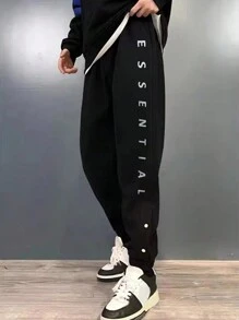 Manfinity Sport Streetwear Men'S Letter Printed Drawstring Sports Pants
