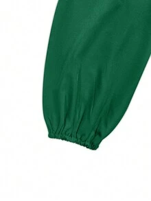 純色收腰荷葉邊洋裝 - 綠色 - 查看 4