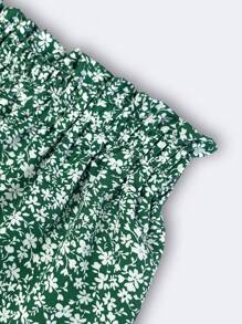 Ditsy Floral Layered Ruffle Elastic Waist Vacation Skirt