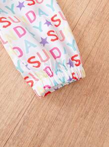 Baby Girls' Full Alphabet Printed Hooded Jacket - Multicolor - View 4